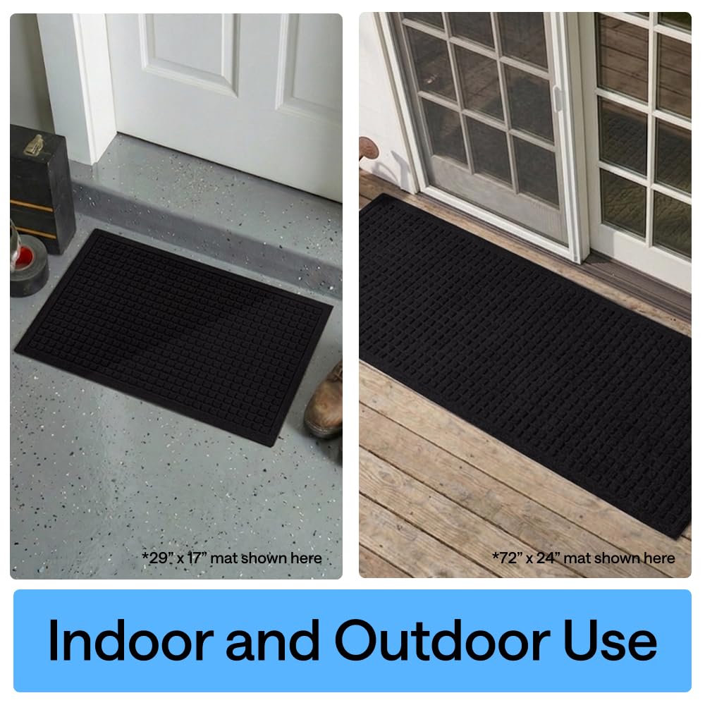 GORILLA GRIP HydroABSORB mat measures 35 by 23 inches for large doorways.