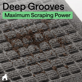 Charcoal 29x17 doormat designed to resist stains, weather, and fading.