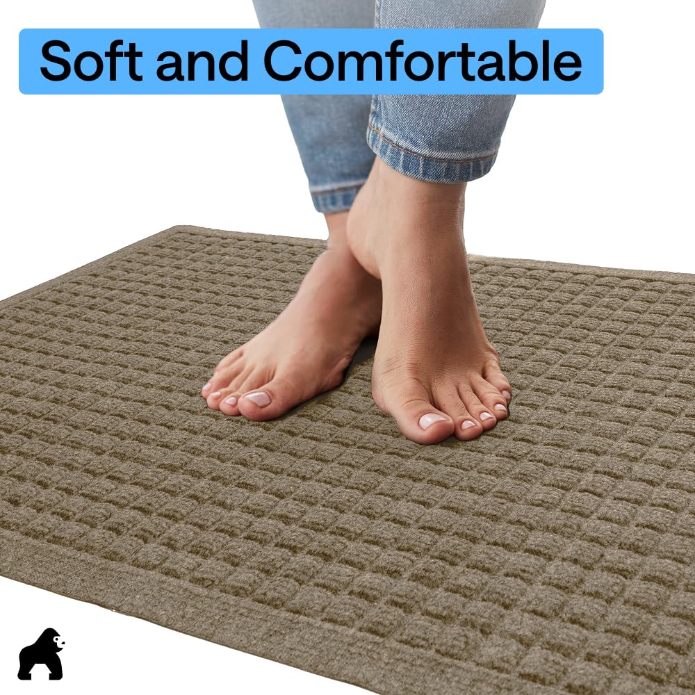 GORILLA GRIP 35x23 inch mat fits wide entryways.