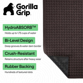 GORILLA GRIP HydroAbsorb with water-dam border traps water before it reaches floors.