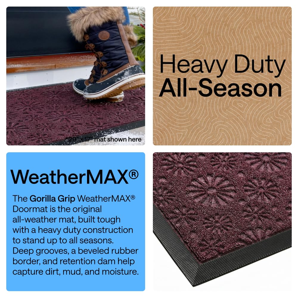 GORILLA GRIP WeatherMAX doormat close-up of daisy design highlights color