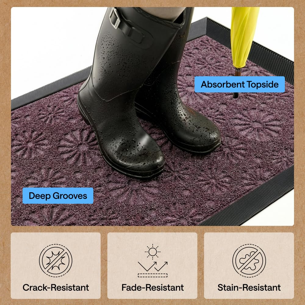 GORILLA GRIP WeatherMAX doormat water beading demonstrates waterproof performance