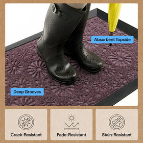 GORILLA GRIP WeatherMAX doormat water beading demonstrates waterproof performance