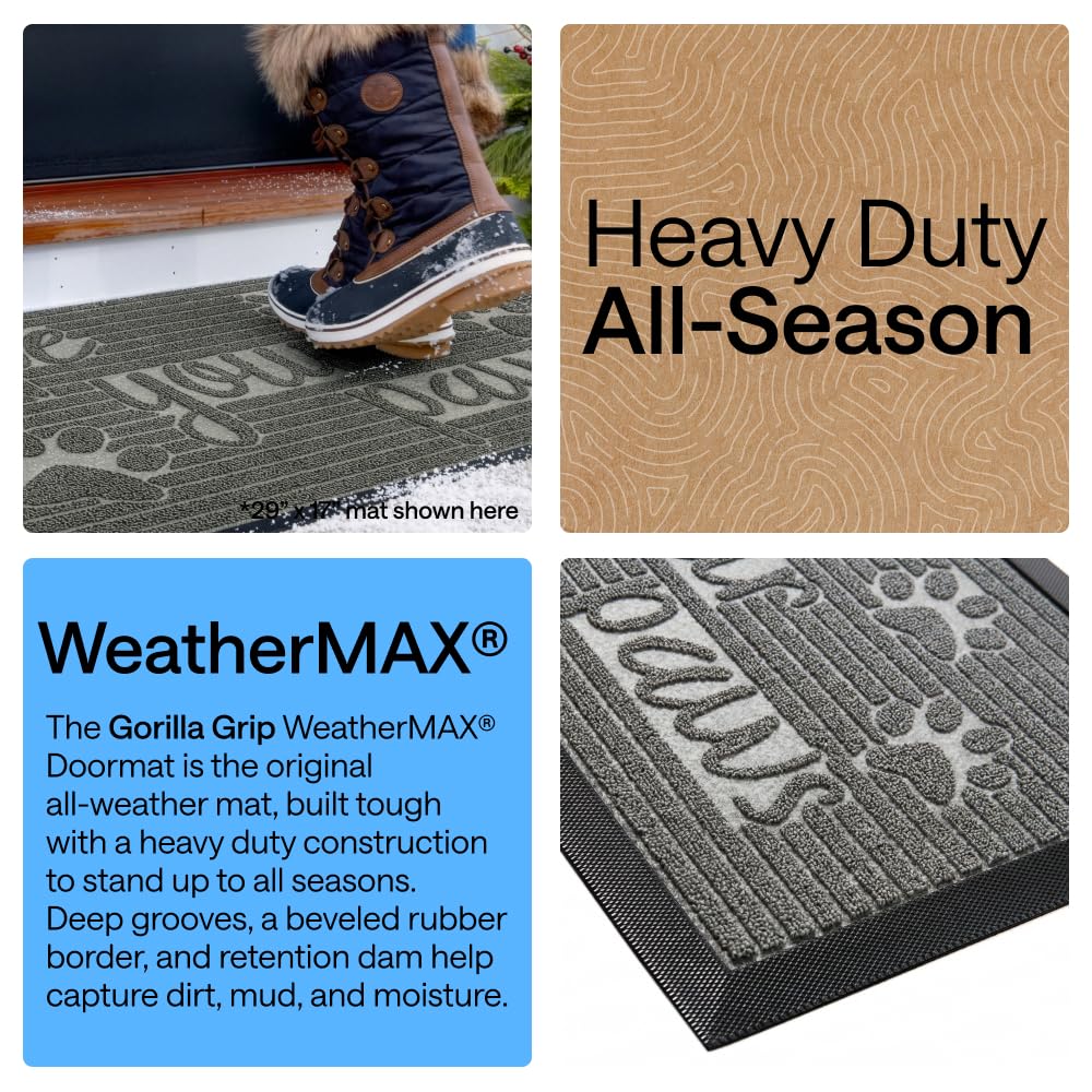 Gorilla Grip WeatherMAX back with natural rubber backing for slip resistance.