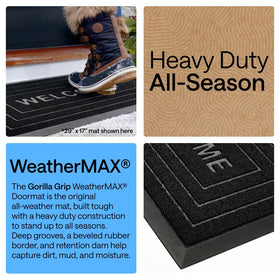 GORILLA GRIP WeatherMAX doormat beveled border enables easy doorway passage
