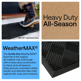 GORILLA GRIP WeatherMAX doormat front view with beveled border aiding door passage.