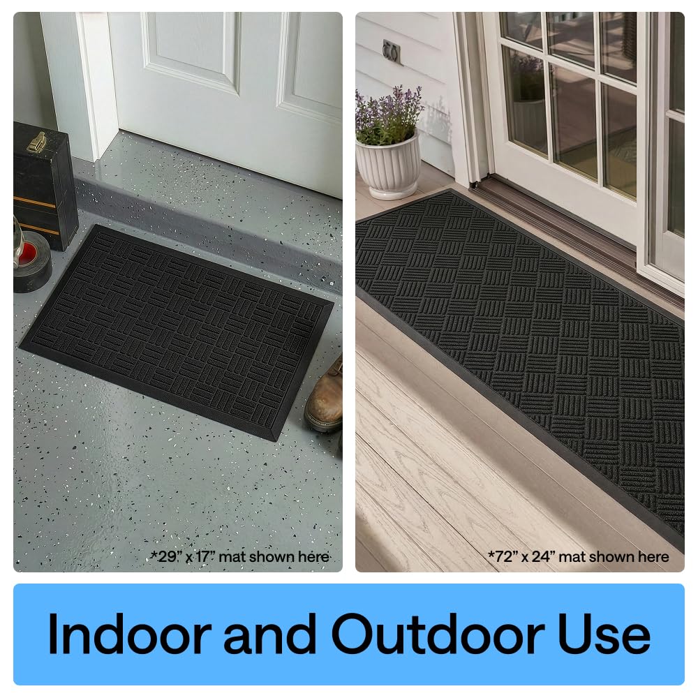 GORILLA GRIP WeatherMAX black maze pattern adds entryway style.