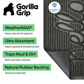 GORILLA GRIP WeatherMAX doormat charcoal texture closeup highlighting dirt-trapping surface.