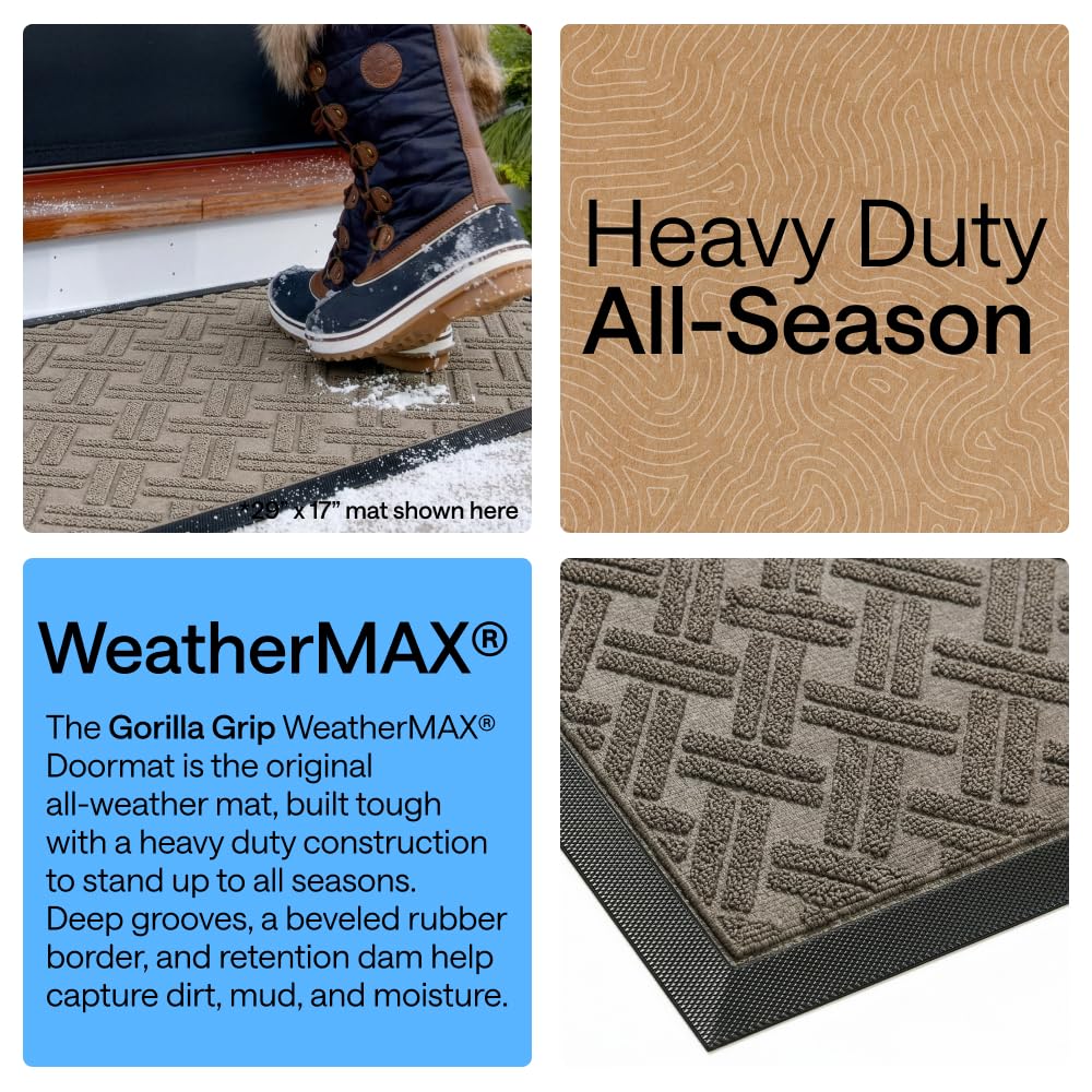 GORILLA GRIP WeatherMAX doormat indoors; low profile clears doors smoothly.