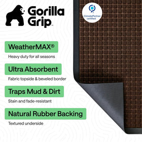 GORILLA GRIP WeatherMAX doormat coffee square close-up grooves highlights dirt and moisture capture.