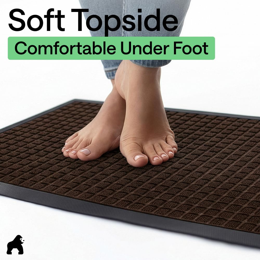 GORILLA GRIP WeatherMAX doormat coffee square weatherproof performance across climates.
