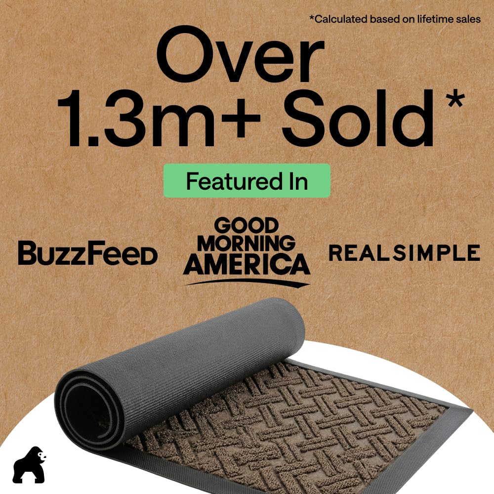 GORILLA GRIP WeatherMAX doormat outdoors, withstands rain and mud.