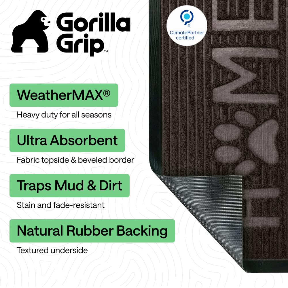 GORILLA GRIP WeatherMAX doormat deep grooves trap moisture at doorways.