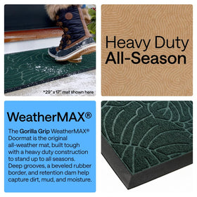 Gorilla Grip WeatherMAX doormat demonstrates stain resistance and mud control for high-traffic entrances.