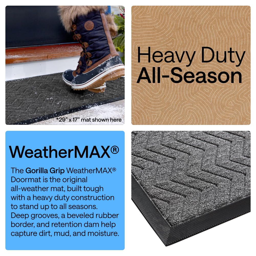 Gorilla Grip WeatherMAX doormat dirt and mud capture closeup with woven top