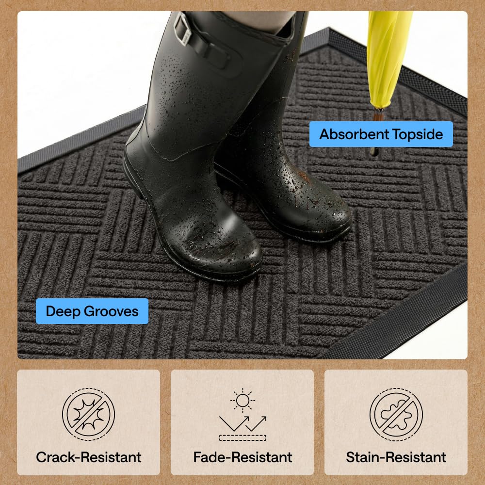 Gorilla Grip WeatherMAX doormat captures dirt, mud, and moisture at entry.