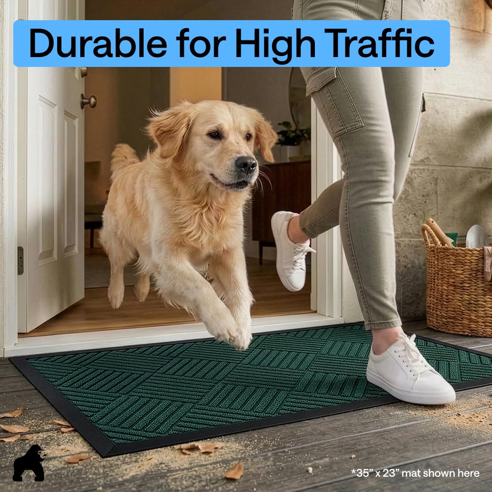 GORILLA GRIP WeatherMAX 29x17 inch mat in entryway.