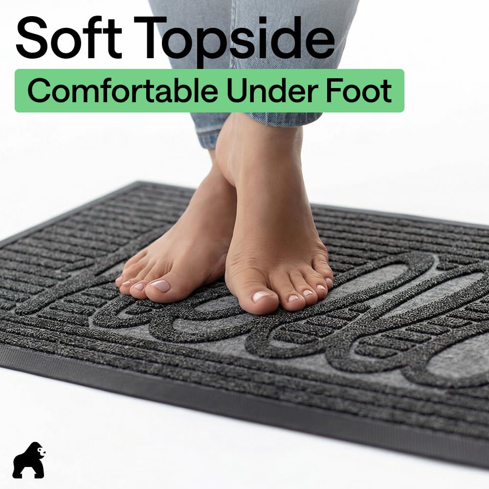 GORILLA GRIP WeatherMAX doormat easy-clean woven surface for quick maintenance.