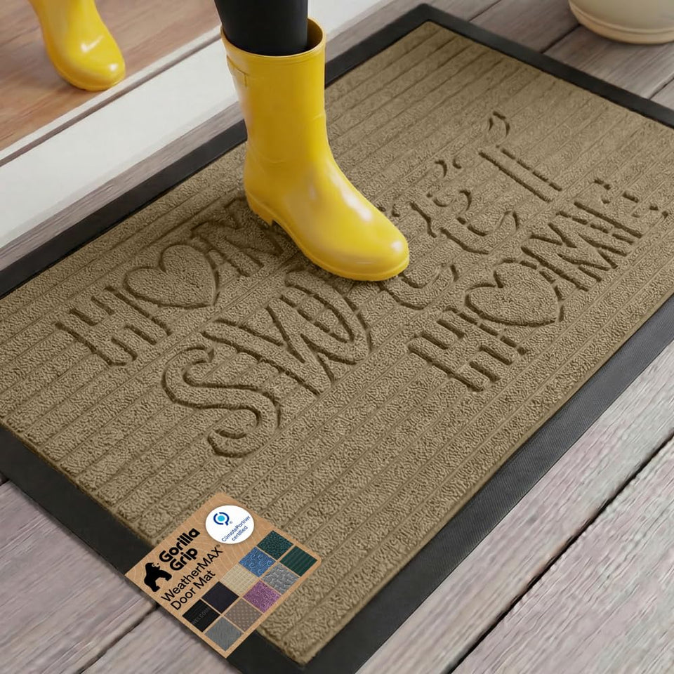 GORILLA GRIP WeatherMAX doormat entrance view shows durable, weatherproof protection.