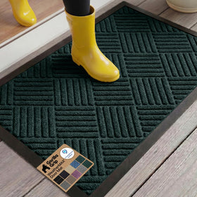 GORILLA GRIP WeatherMAX doormat at front door showing rugged, weather-ready build.