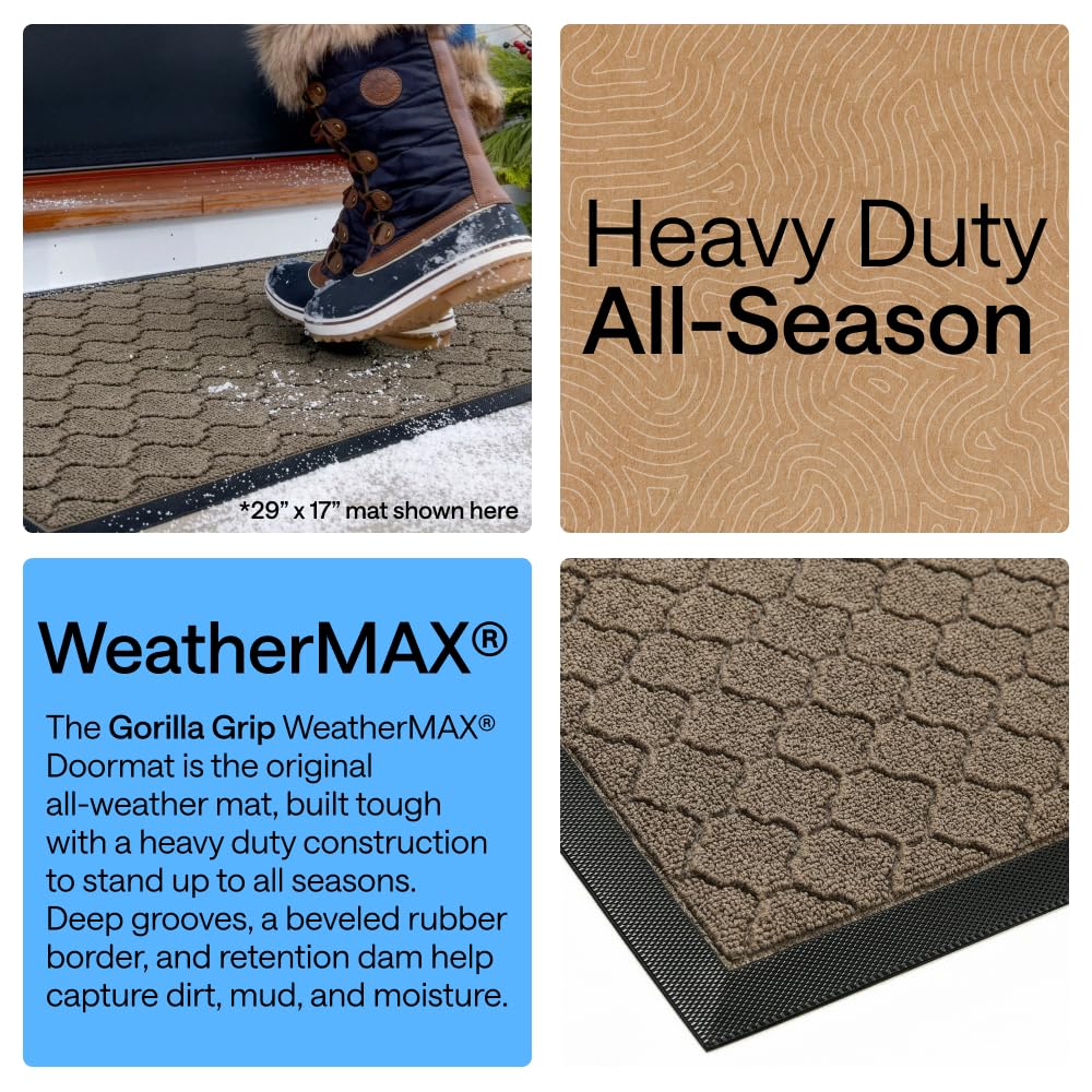 GORILLA GRIP WeatherMAX deep grooves capture dirt at entryways.