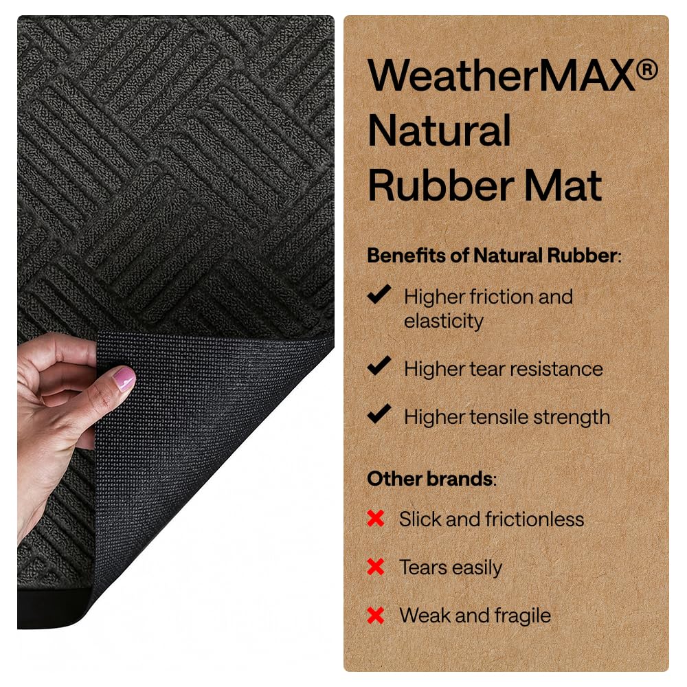 Gorilla Grip WeatherMAX doormat low-profile design fits under doors easily.
