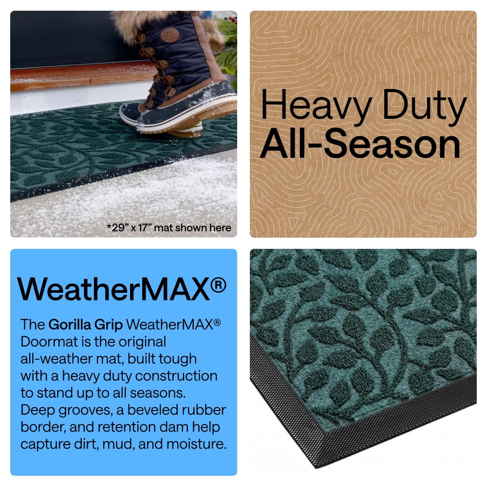 Low-profile WeatherMAX mat sits flush with the floor under the door.