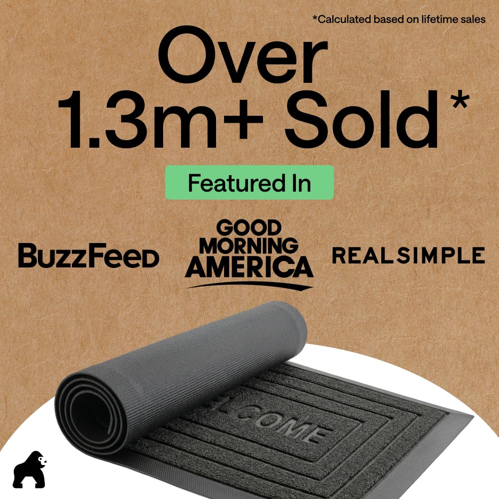 GORILLA GRIP WeatherMAX doormat natural rubber backing provides durable support