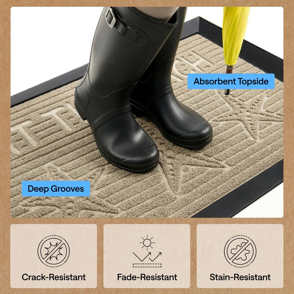 Gorilla Grip WeatherMAX doormat natural rubber backing adds durability.