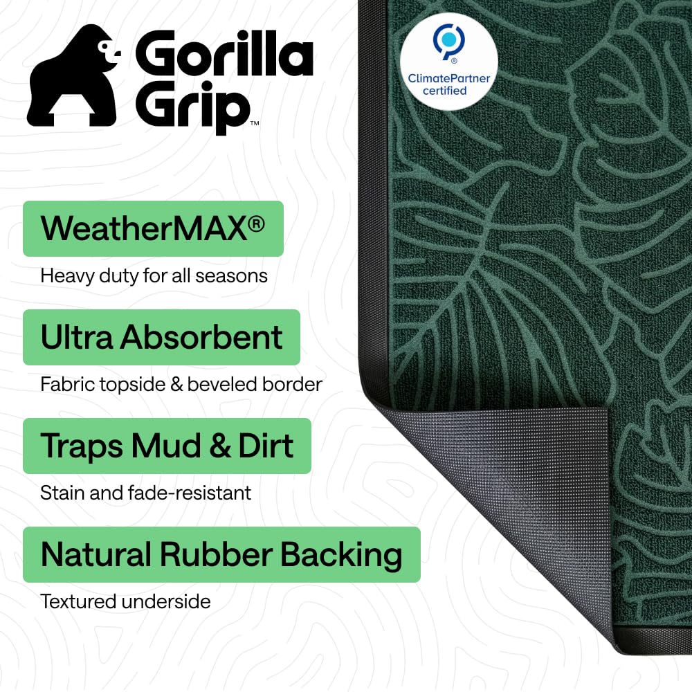 Gorilla Grip WeatherMAX doormat outdoor view showing all-season protection and easy cleaning.