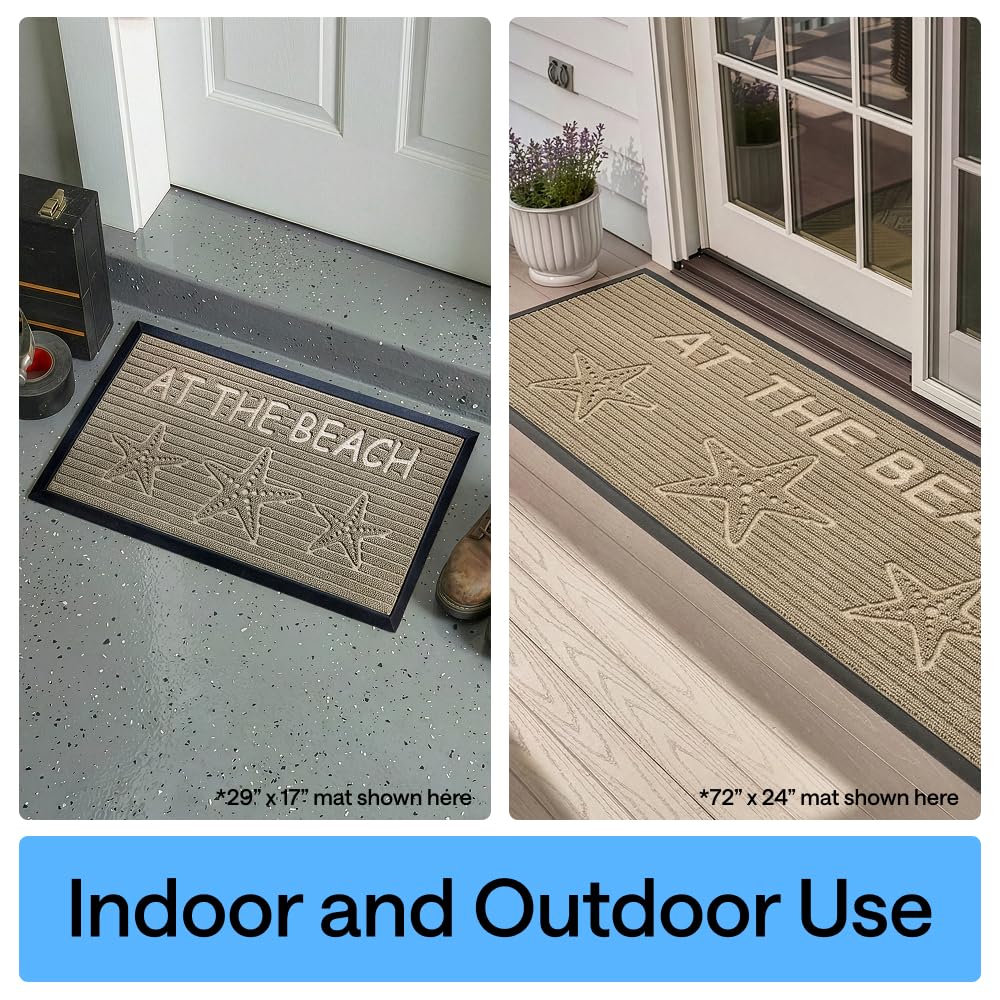 Gorilla Grip WeatherMAX doormat in sand color complements exterior decor.