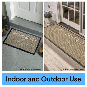 Gorilla Grip WeatherMAX doormat in sand color complements exterior decor.