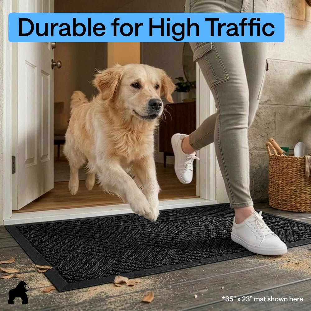 GORILLA GRIP WeatherMAX doormat size 29x17 in a doorway
