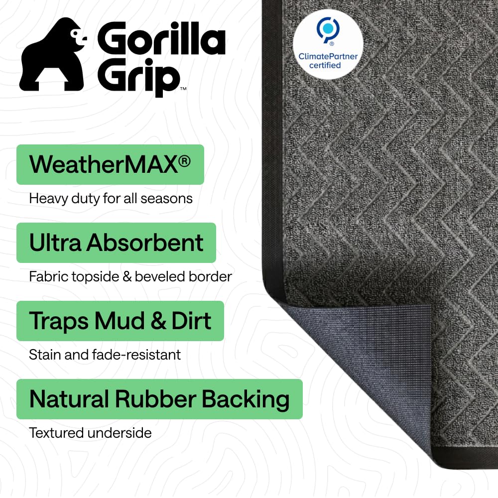 Gorilla Grip WeatherMAX doormat steel chevron top detail displaying deep grooves