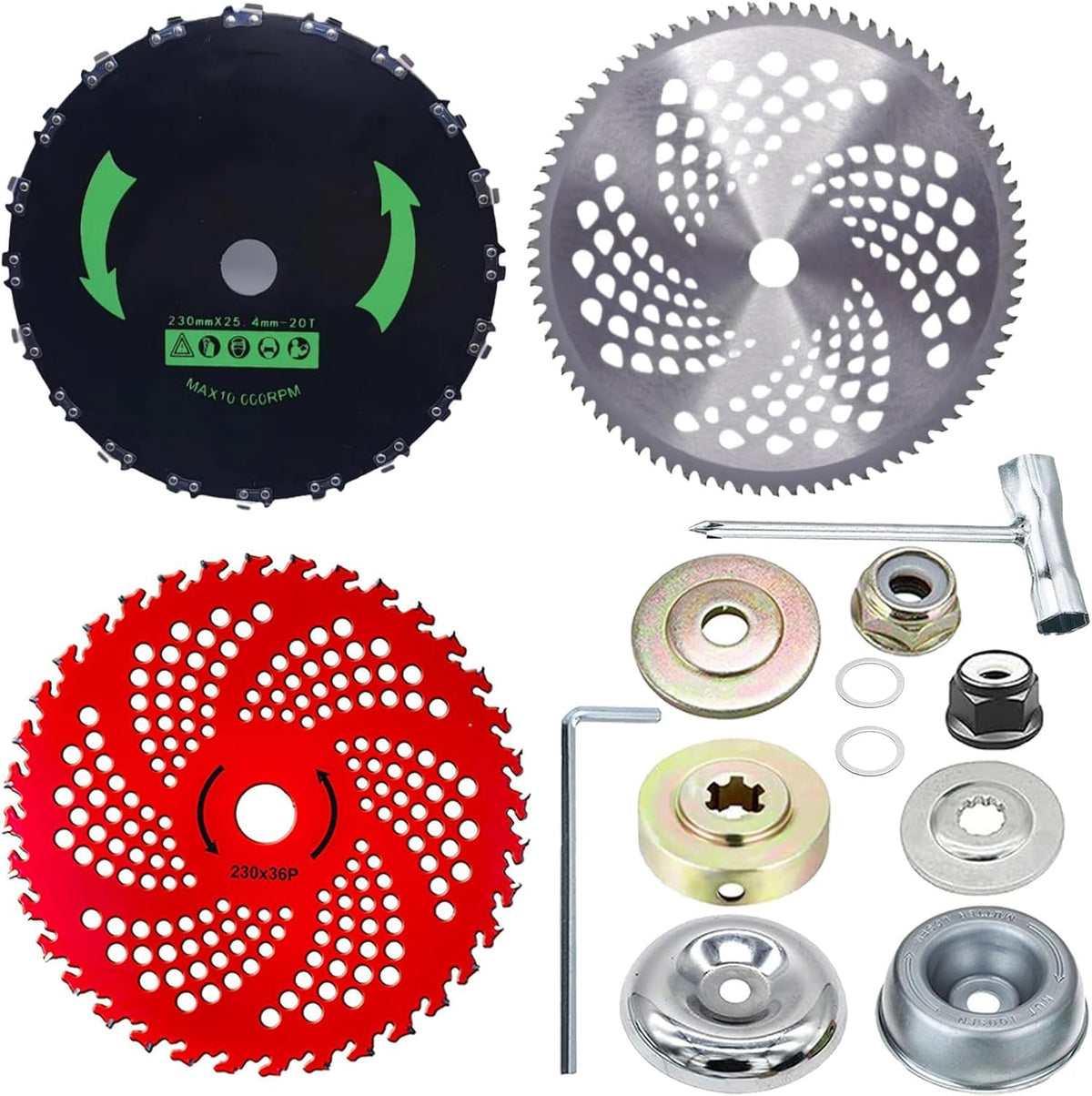 GOROBU three-blade kit for versatile brush cutting on overgrowth