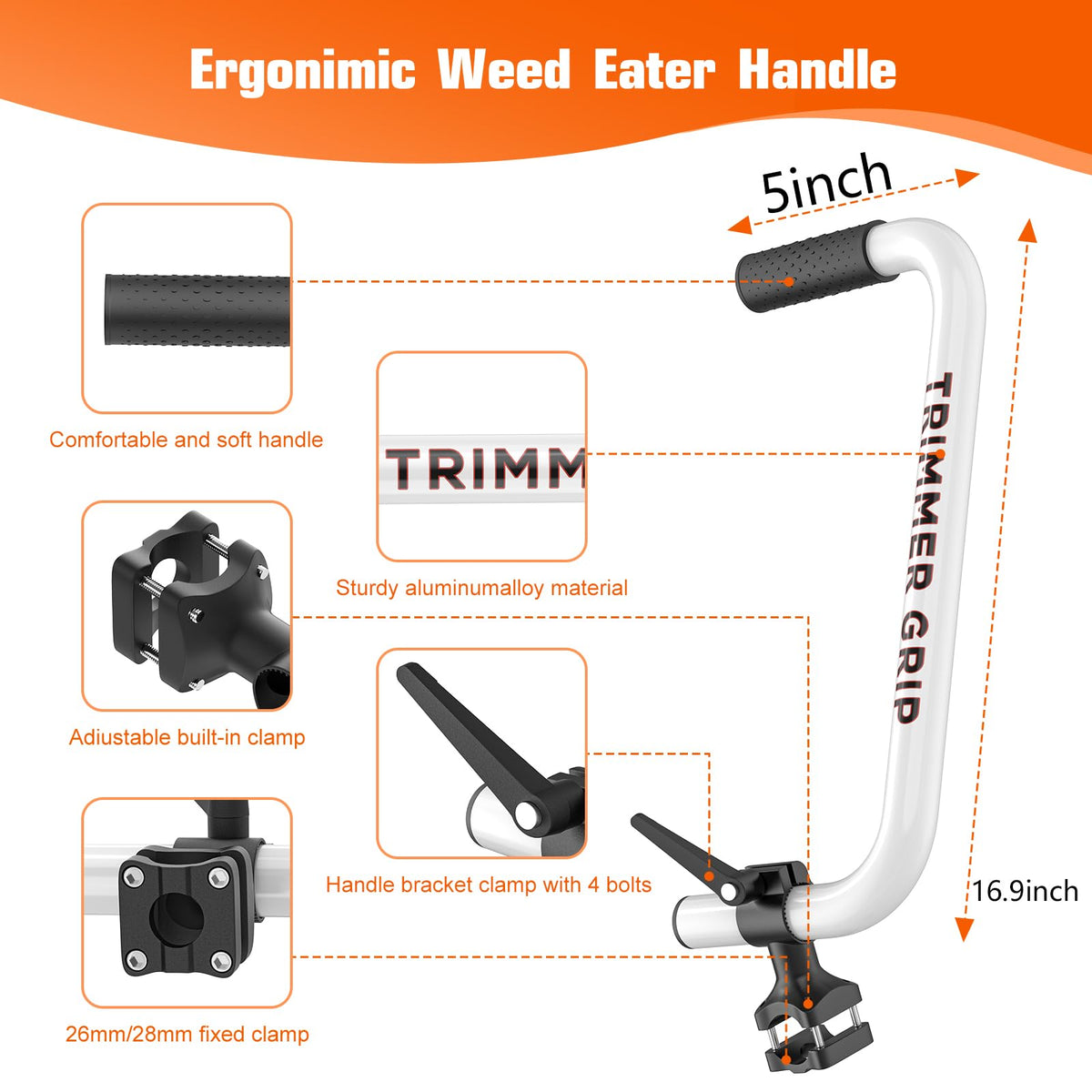GOSDENG weed eater handle extension installation on trimmer shaft for control.
