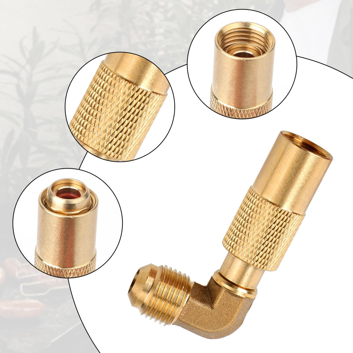 Gosknor brass elbow adapter attached to Blackstone setup for low pressure use