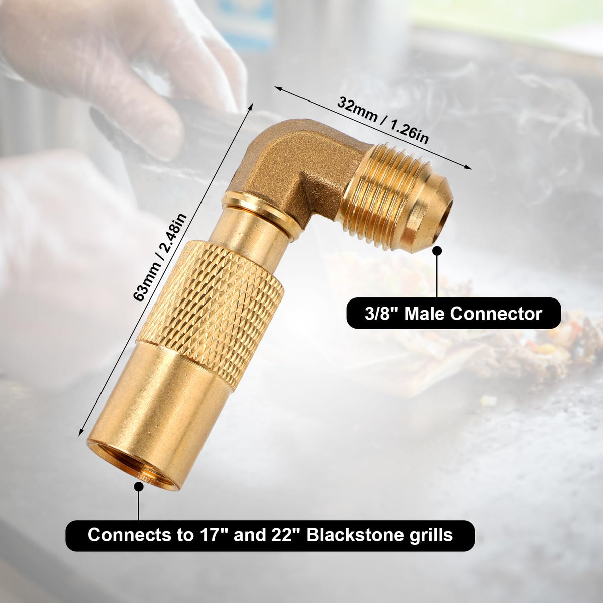 Gosknor brass elbow adapter 3/8 inch male flare connection promotes secure propane coupling