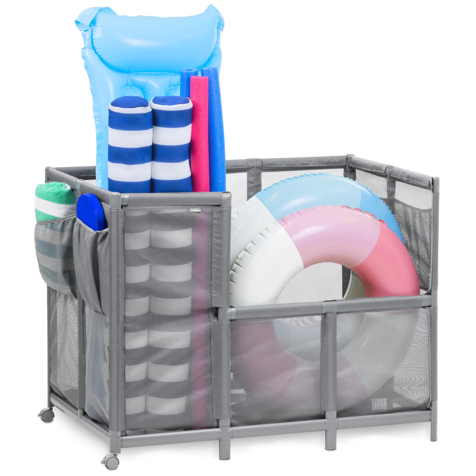 GoSports Coast Modern pool organizer front view with spacious storage for floats