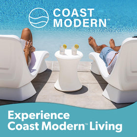 GoSports Coast Modern side table pairs with pool loungers for added convenience.