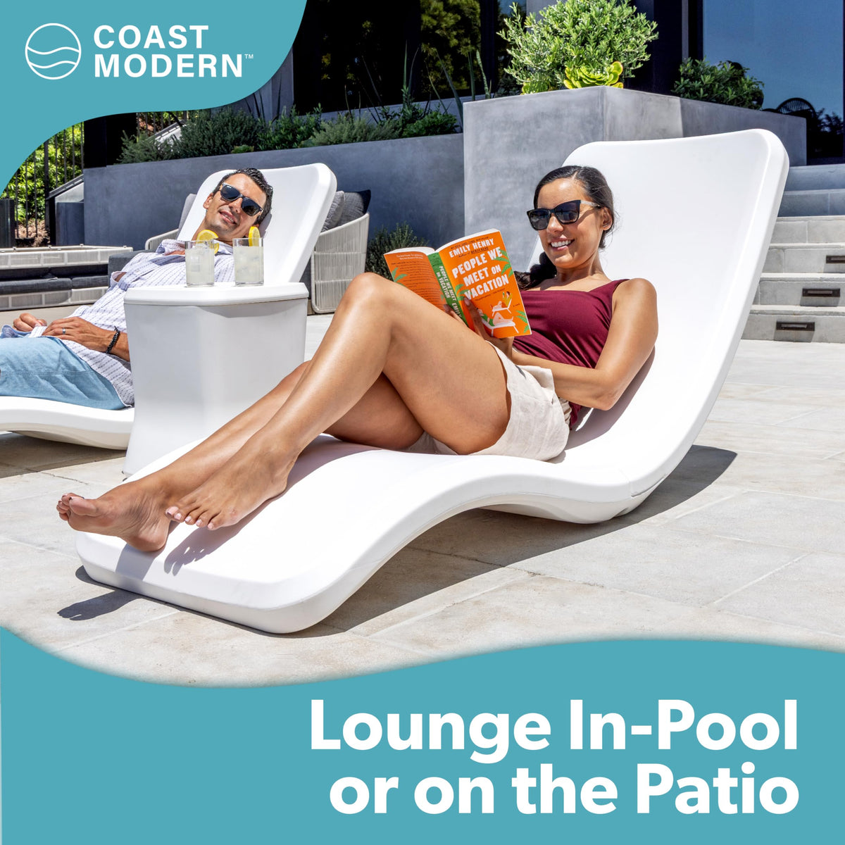 GoSports Coast Modern ergonomic pillow supports neck during long poolside sessions