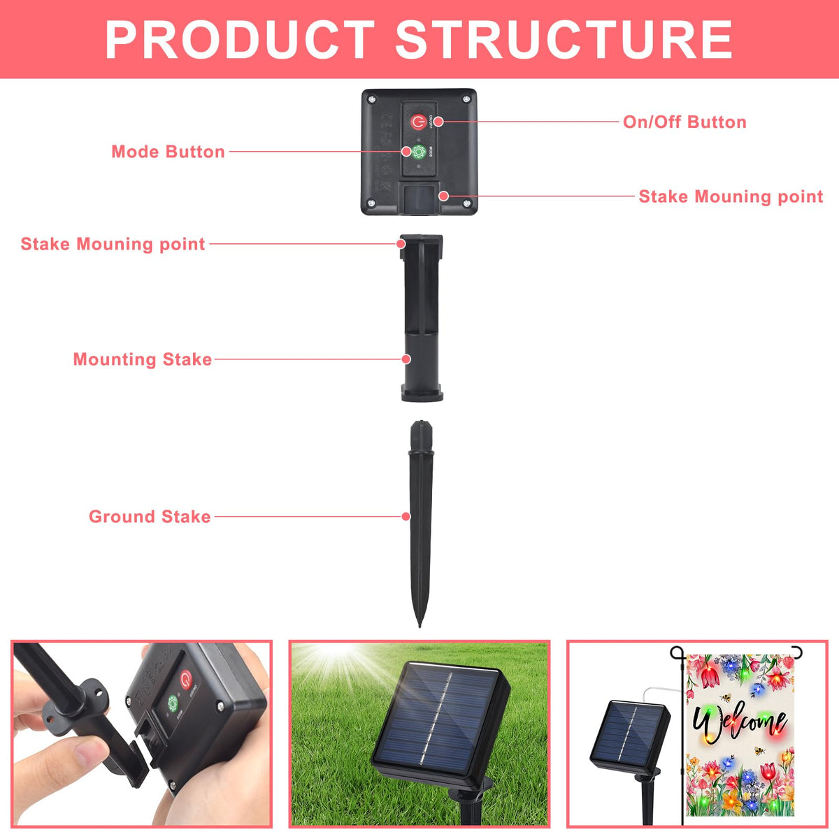 Gosuoa solar-powered flag charges by day and glows at dusk