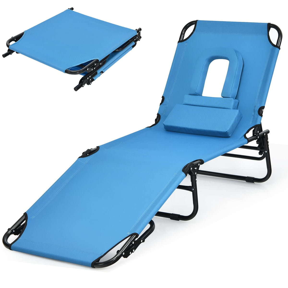 Gotoplay folding beach lounge chair with tri-fold design for easy transport