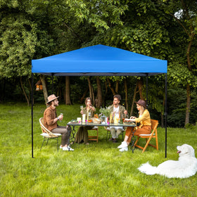 GOTRUTH blue canopy top folded for easy storage and portability.