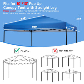 GOTRUTH 10x10 blue canopy top side view showing waterproof coating.