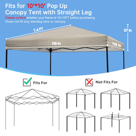 GOTRUTH canopy top replacement on-frame for straight-leg frames in Khaki.