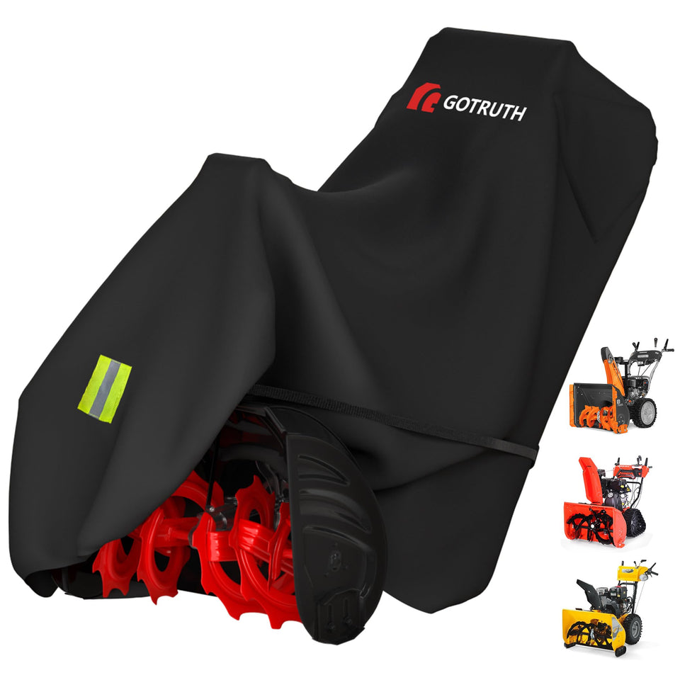 GOTRUTH Snow Blower Cover shows universal fit for most 24–28 inch snow blowers