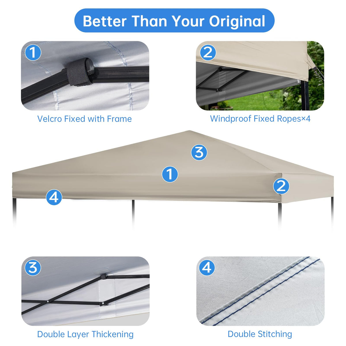 GOTRUTH UPF50+ canopy top offers sun protection for outdoor events.
