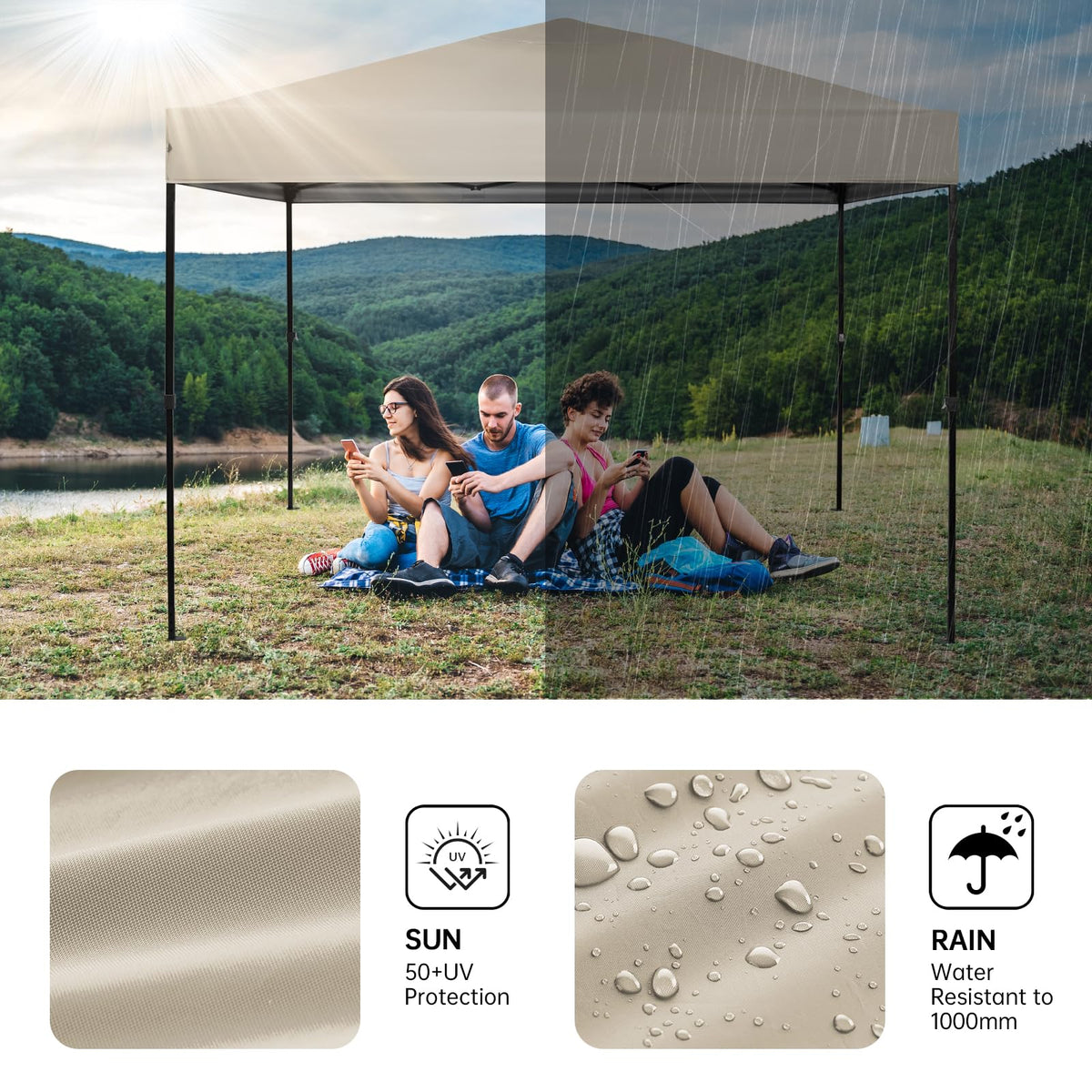 GOTRUTH windproof ropes reinforce canopy top stability in breezy conditions.