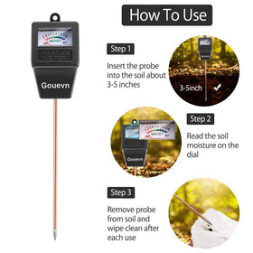 Gouevn meter inserted into potted plant soil for root-level assessment.